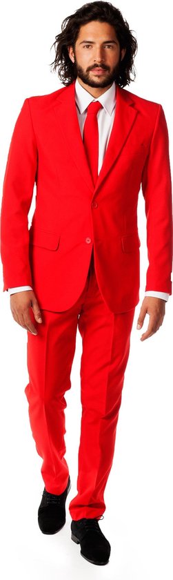 OppoSuits Red Devil - Mannen Kostuum - Rood - Feest - Maat 46