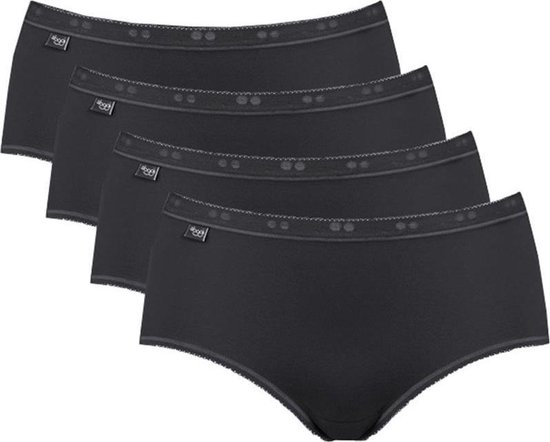 sloggi Basic+ Dames Midi slip - 4pack - Zwart - Maat 46