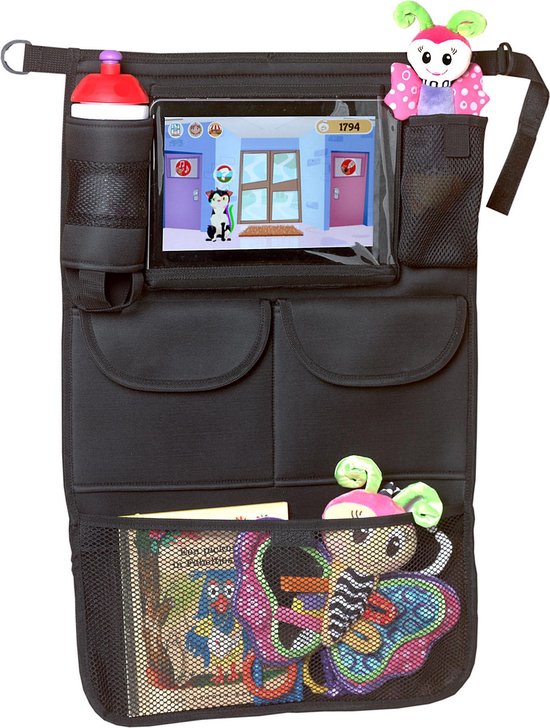 A3 Baby & Kids Autostoel organizer met tablet houder - Zwart