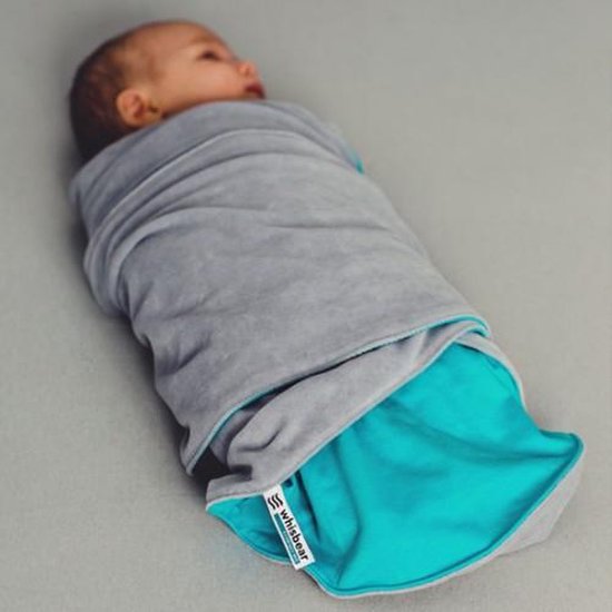 Whisbear® Swaddle inbakerdoek velours grijs-blauw