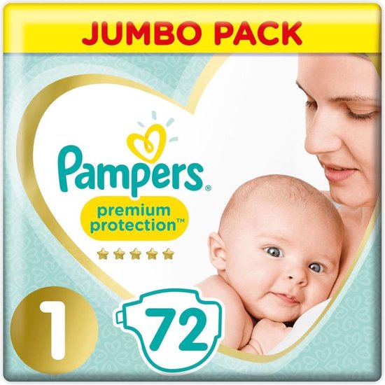 Pampers Premium Protection - Maat 1 (New Born) 2-5 kg - 72 Stuks - Luiers