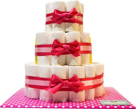 Luiertaart - Pampertaart Meisje 3 Laags Zwitsal Mini - 47 Pampers - Roze