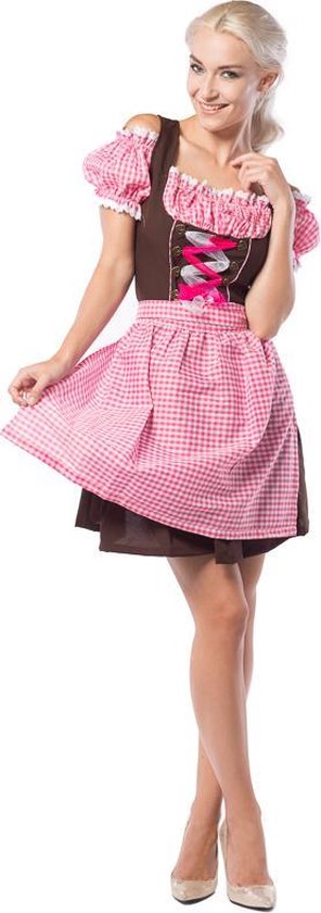 Oktoberfestjurk traditioneel Pink/Bruin