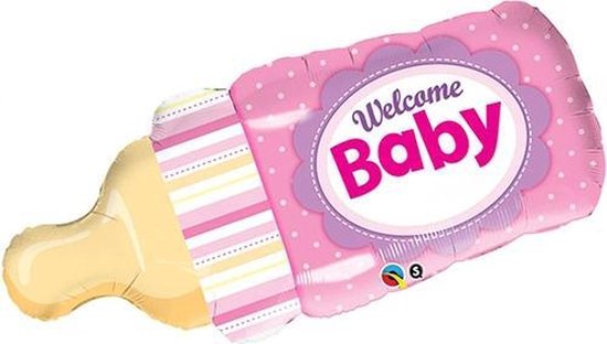 Folieballon Super babyfles roze 99 cm