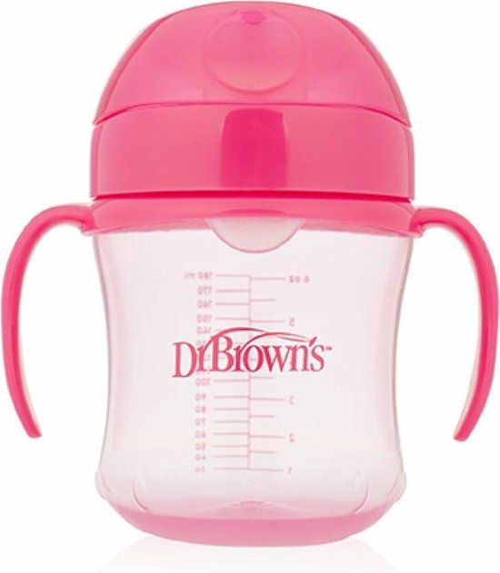 Dr. Browns trainings Drinkbeker - Met zachte tuit - 180 ml - roze
