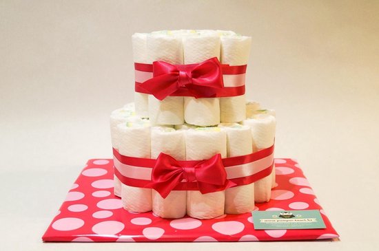 Luiertaart - Pampertaart Meisje 2 Laags Basis - 30 Pampers - Roze