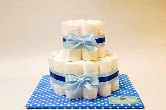 Luiertaart - Pampertaart Jongen 2 Laags Basis - 30 Pampers - Blauw