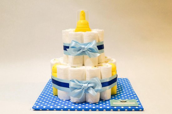 Luiertaart - Pampertaart Jongen 2 Laags Zwitsal - 26 Pampers - Blauw