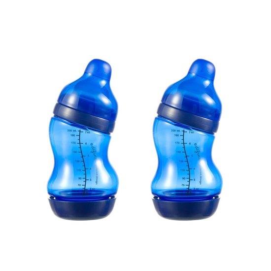 Difrax Anti-Colic S-babyfles Wide - 200 ml - Donkerblauw - 2 stuks