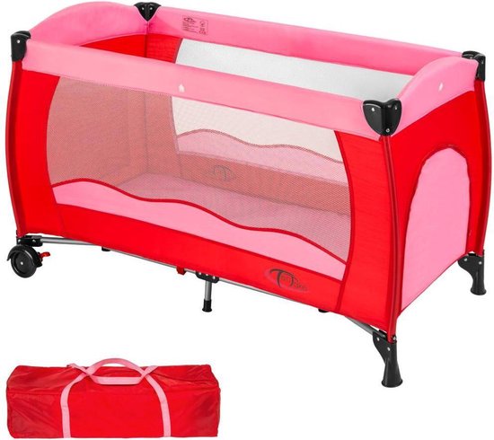 TecTake - kinder reisbed babybed - rood / roze - 402415