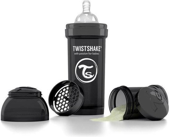 Drinkflesje Antikoliek 260  ml - Zwart | Twistshake
