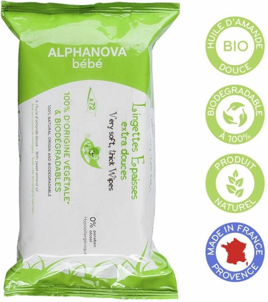 Alphanova Baby Bio reiniging doekjes 72 stuks