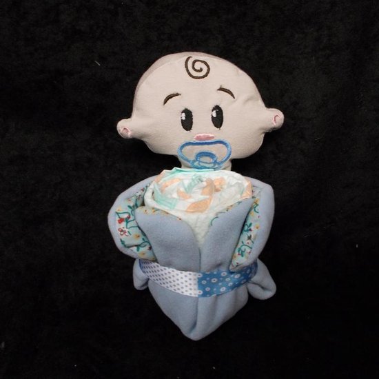 Pampertaart / Luiertaart Baby Blauw knuffeldoekje + pampers