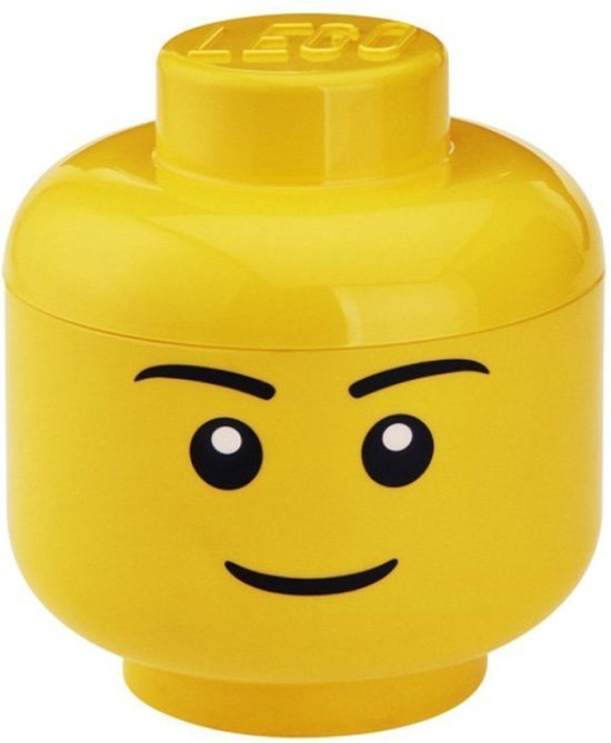 LEGO Hoofd Boy Opbergbox - Klein -  H 19 x B 16 cm - Geel