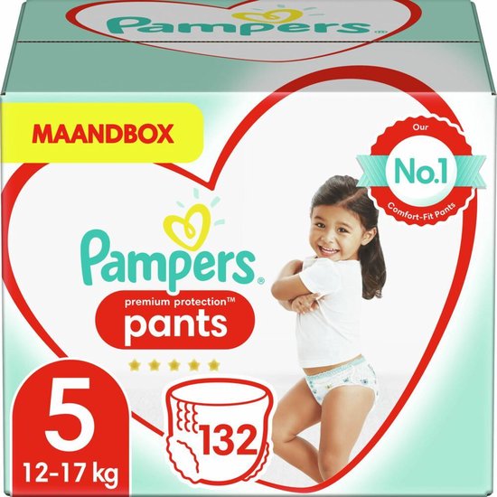 Pampers Premium Protection Pants Luierbroekjes - Maat 5 (12-17 kg) - 132 Stuks - Maandbox