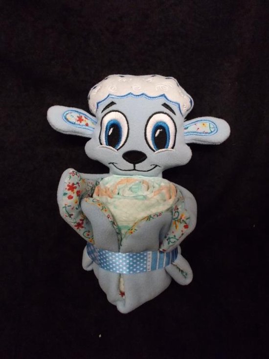knuffeldoekje Schaapje Blauw met pampers