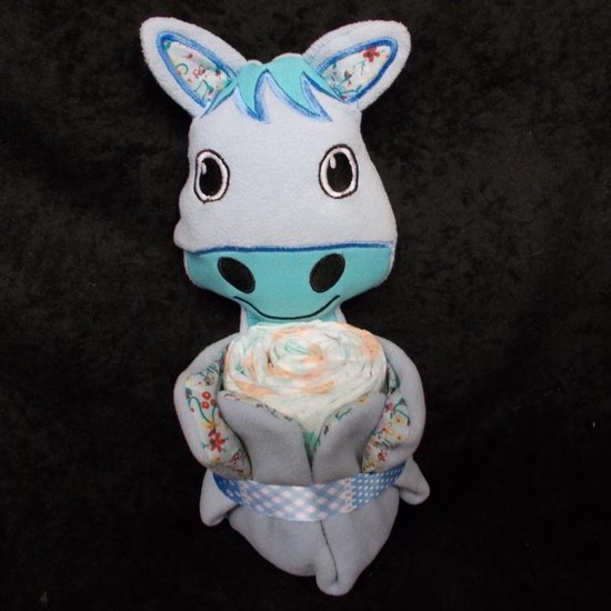knuffeldoekje Paard Blauw met pampers
