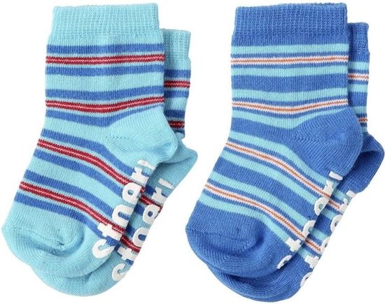 Lief! Gestreepte Babysokjes Blauw - 0/6 maanden