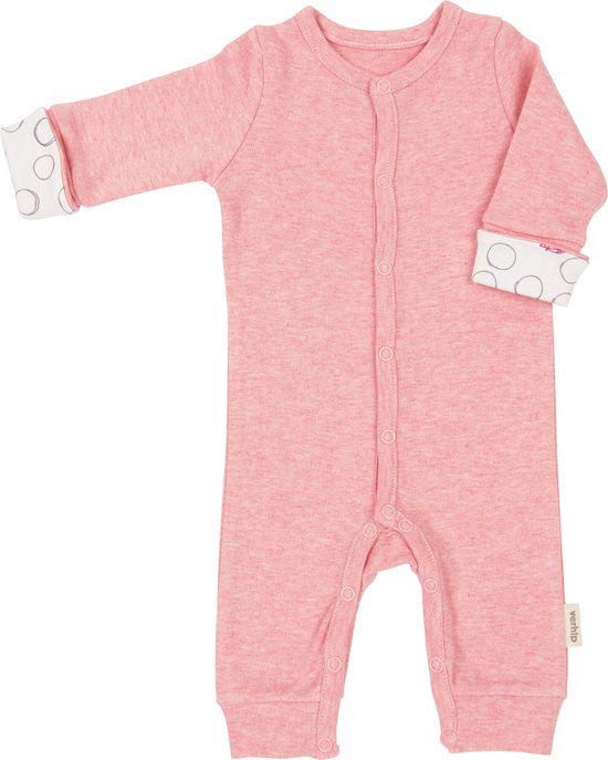 Verhip boxpakje - Babykleding – Baby pakje – meegroei mouwen – meisje - Biologisch katoen – Kraam cadeau - roze - 50/56