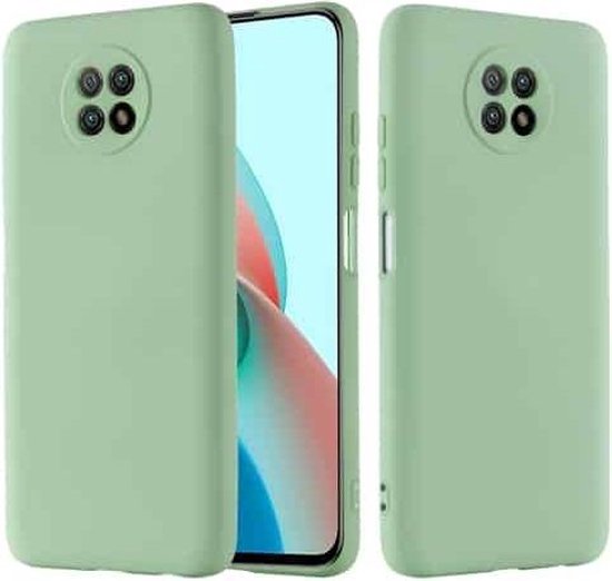 Voor Xiaomi Redmi Note 9 5G (CN-versie) / Redmi Note 9T Pure kleur Vloeibare siliconen Schokbestendig Volledige dekking Case (groen)