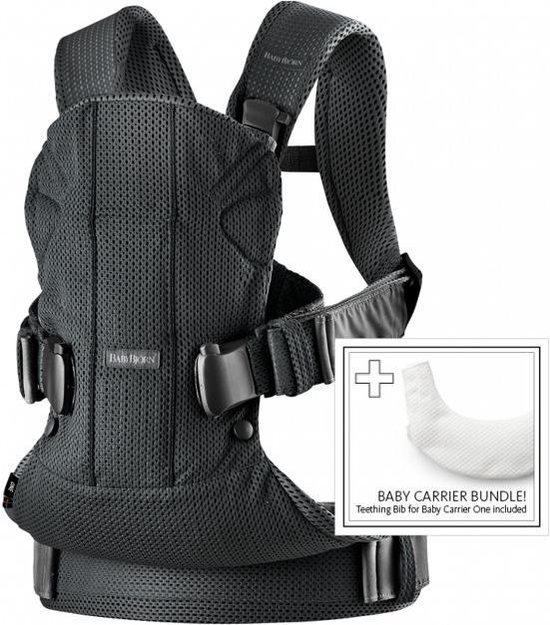 BABYBJÖRN Draagzak One - Cotton Mix - Zwart - incl Slabbetje Tencel Wit