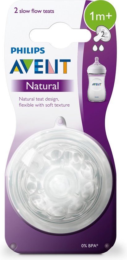 Philips AVENT Natural Speen - 1M+ - Langzame Toevoer - 2 Stuks