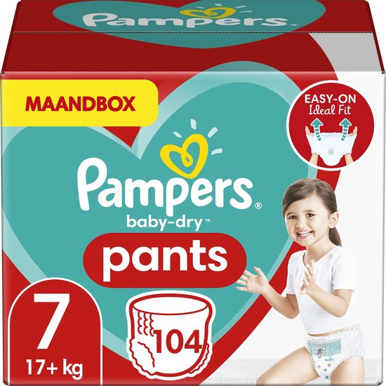 Pampers Baby Dry Pants Luierbroekjes - Maat 7 (17+ kg) - 104 Stuks - Maandbox
