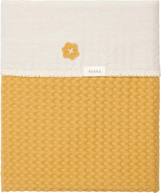 Koeka Wiegdeken wafel/flanel Antwerp - ochre/pebble 75x100cm