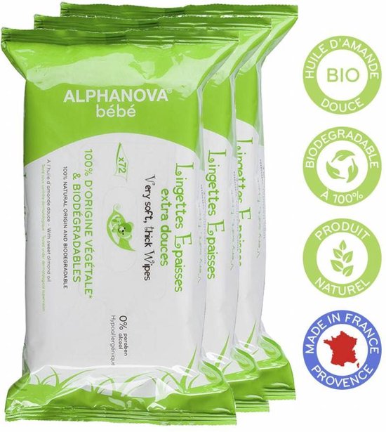 Vegan Natural Babydoekjes (3 x 72 stuks)