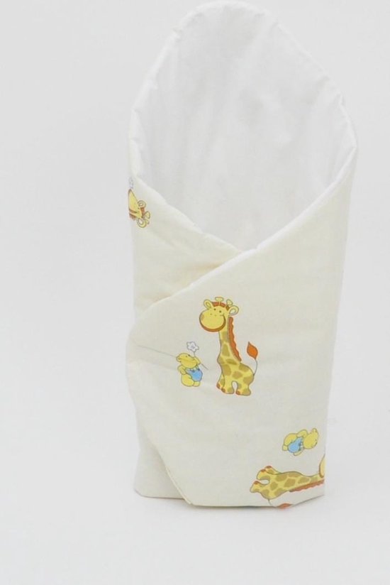 Inbakerdoek - Baby swaddle - 80x80cm - giraffen en teddyberen beige