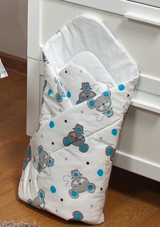 Inbakerdoek - Baby swaddle - 80x80cm - muizen met blauwe oortjes