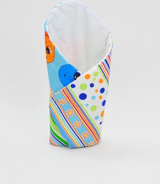 Inbakerdoek - Baby swaddle - 80x80cm - dinos blauw