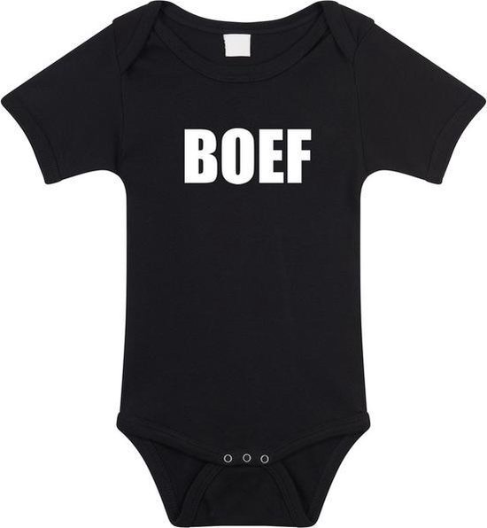 Boef tekst baby rompertje zwart jongens en meisjes - Kraamcadeau - Babykleding 56 (1-2 maanden)