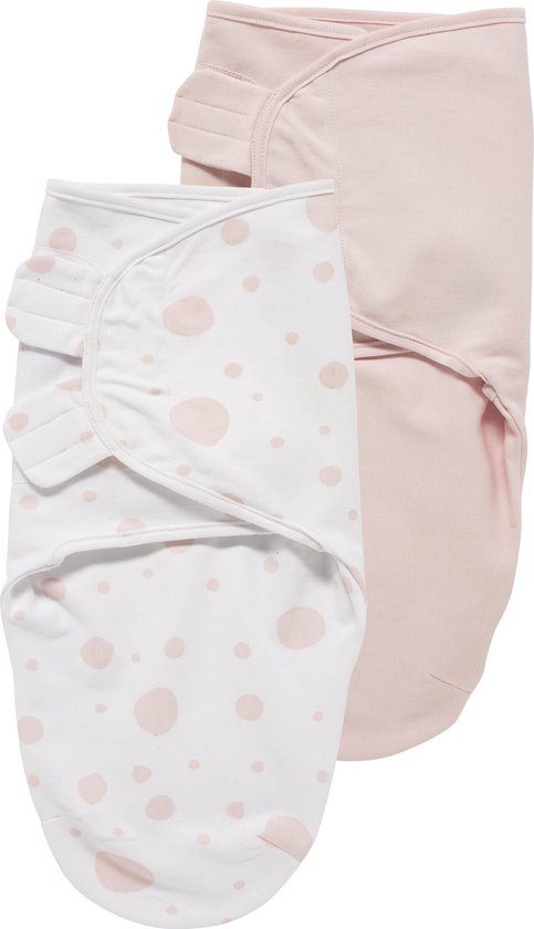 SwaddleMeyco Inbakerdoeken 2-pack - 0-3 maanden - Dots roze / Uni lichtroze