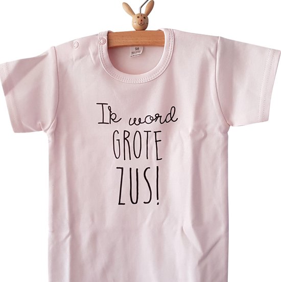 Shirt Ik word grote zus |  korte mouw | licht roze | maat 104