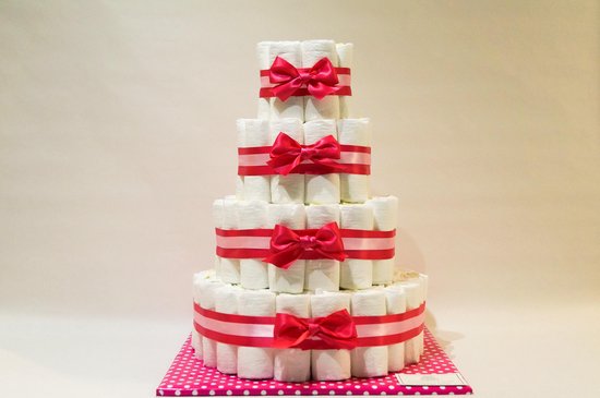 Luiertaart - Pampertaart Meisje 4 Laags Basis - 104 Pampers - Roze