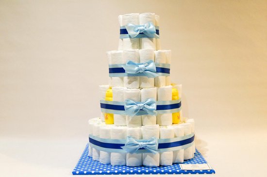 Luiertaart - Pampertaart Jongen 4 Laags Mini Zwitsal - 98 Pampers - Blauw