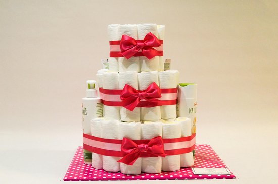 Luiertaart - Pampertaart Meisje 3 Laags Zwitsal Naturals - 50 Pampers - Roze