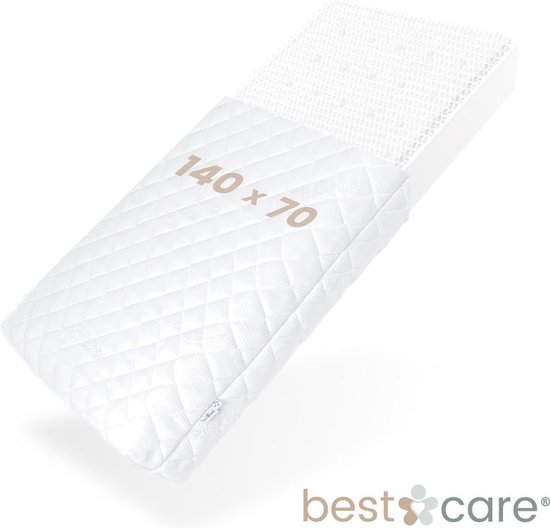 BestCare Aero Ledikant Matras | 140 x 70 x 11 cm| met 3D mat | 2-zijdig (zomer/winter) | Aloë Vera Matrashoes | Uitstekende luchtcirculatie | Cot, Kinderwagen, Reiswieg, Kinderbed | Gemaakt In UE