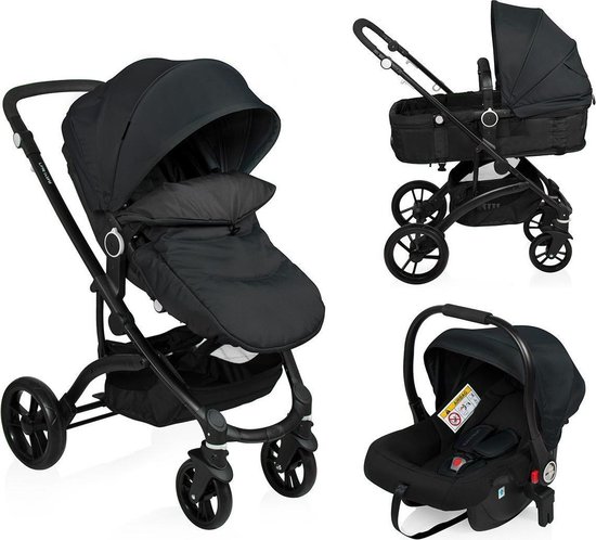 Little World Kinderwagen City Walker 3 in 1 - Zwart - Tot 22 kg!