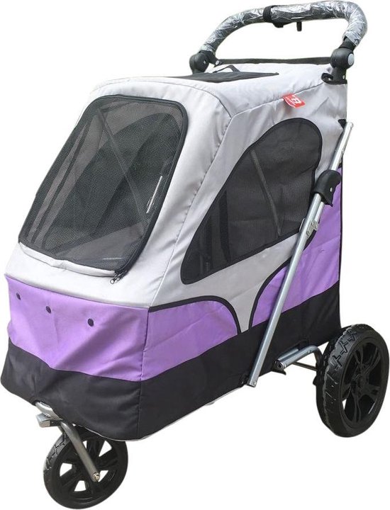 Topmast Hondenbuggy wandelwagen honden buggie De Luxe 3 wielen Paars  87 * 66 * 110 cm