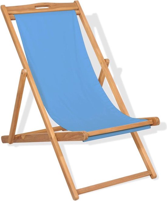 Ligstoel 56x105x96 cm teakhout blauw