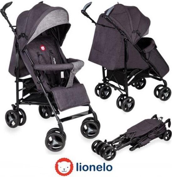 Lionelo Irma- Luxe buggy met accessoires - Geschikt voor 6 maanden tot 5 jaar - Zwart/Grijs