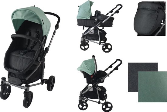 Xadventure Combi Kinderwagen Inspire - Jeans Groen - 8-delig - Inclusief autostoel