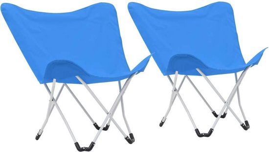 vidaXL Vlinderstoelen inklapbaar blauw 2 st