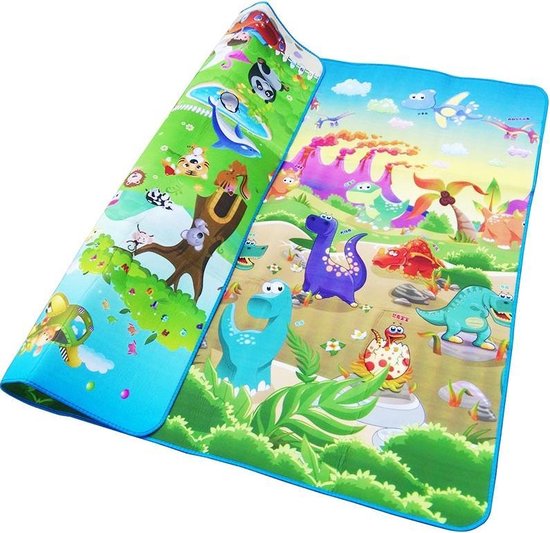 Speelkleed 200x180 cm Dubbelzijdig Gevoerd | Dinosaurs en Bos | Baby Accessoires