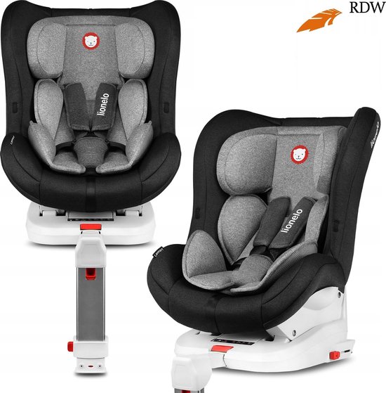 Lionelo Lennart - Autostoel Isofix - 0-18kg met support leg - voor- en achterwaartse richting - Carbon grijs