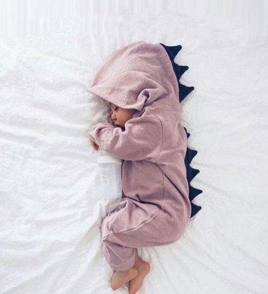 Budino Baby Pyjama Romper Onesie Dino Draak Dier - Roze - 3 mnd