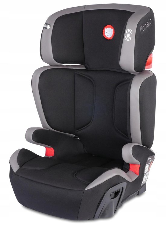 Lionelo Hugo autostoeltje - Isofix - 15-36kg - Zwart met grijze leer accenten