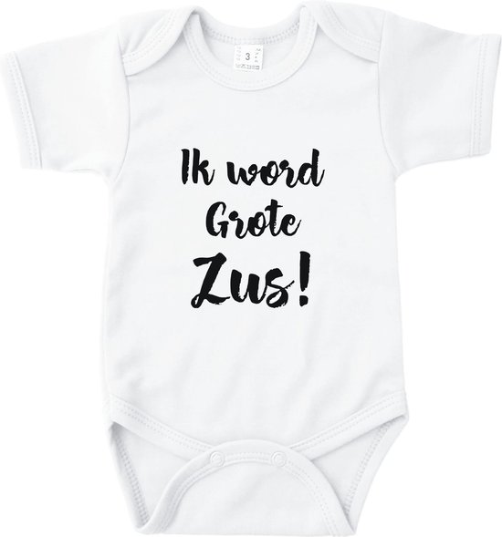 Baby rompertjes Ik word grote zus - Wit - Maat 62/68 - Zwangerschapsaankondiging - Zwanger - Zwangerschap - Kado baby - Babygeschenk - Romper